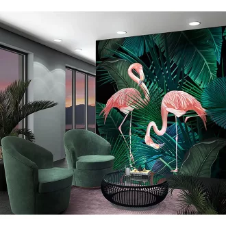TF30046703 flamingós zöld tapétaposzter, digitális panel
